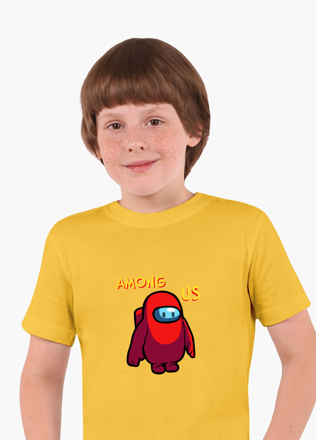 Желтая демисезонная футболка детская амонг ас красный (among us red)(9224-2411) MobiPrint