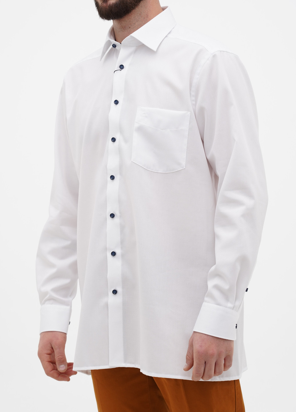 Белая кэжуал, классическая рубашка однотонная Olymp