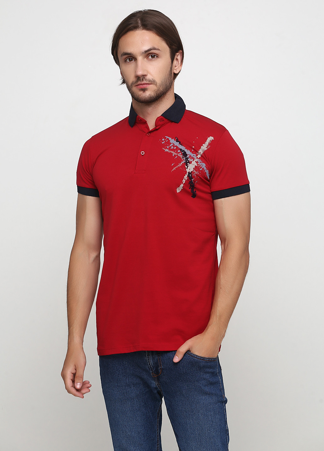Бордовая футболка-поло для мужчин Golf с рисунком