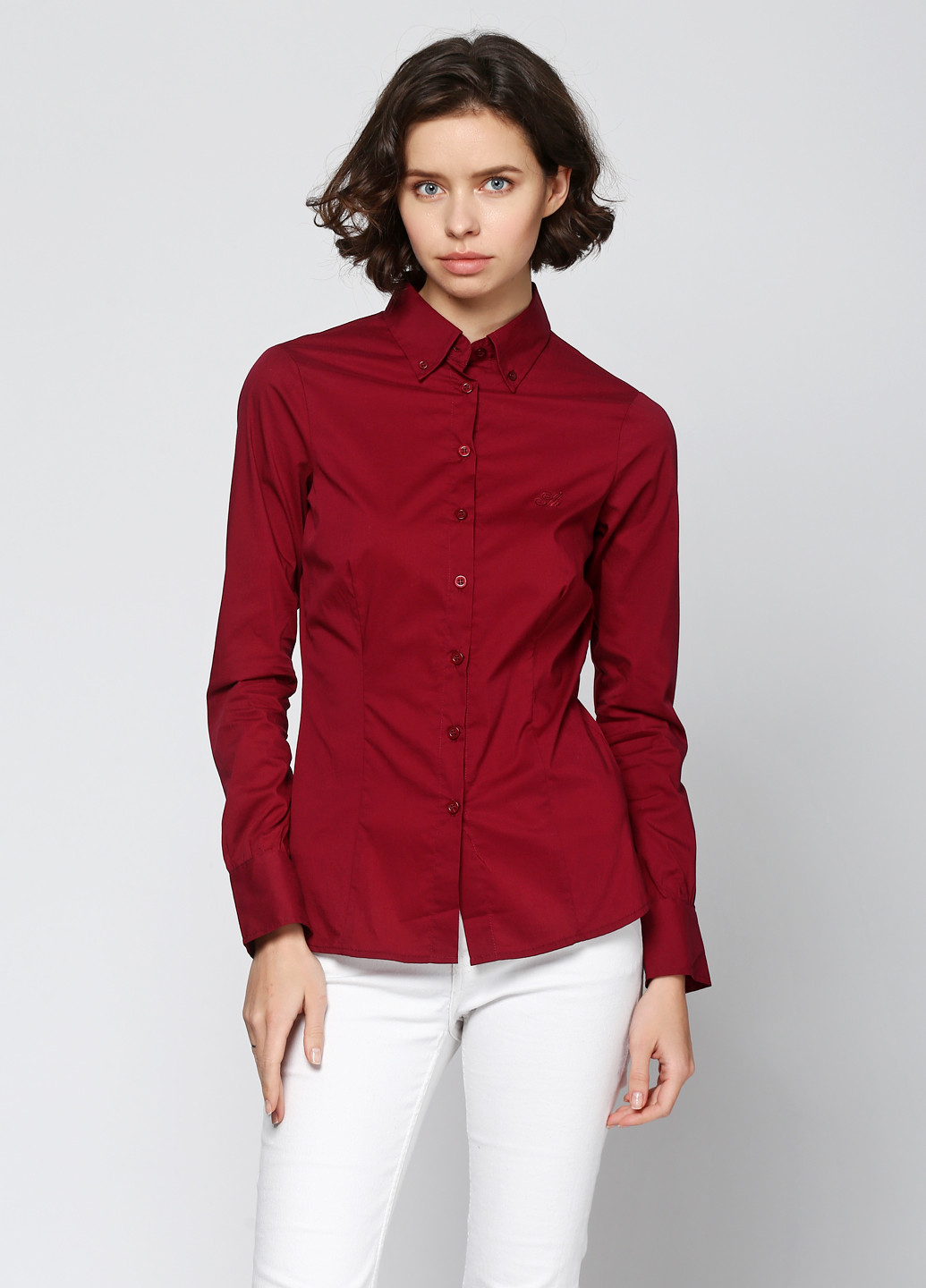 Бордовая кэжуал рубашка однотонная Silvian Heach