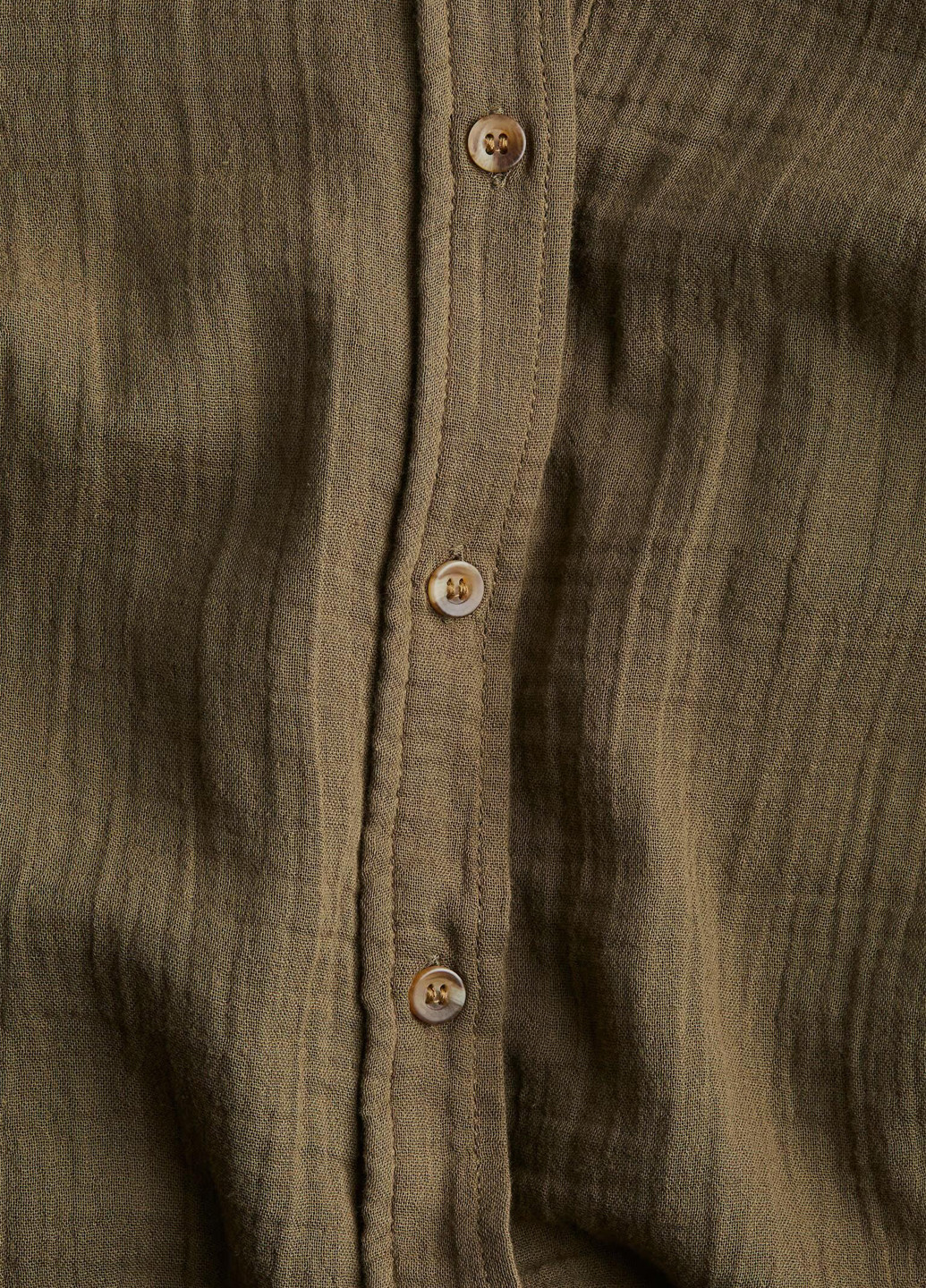 Оливковковая (хаки) кэжуал рубашка однотонная H&M