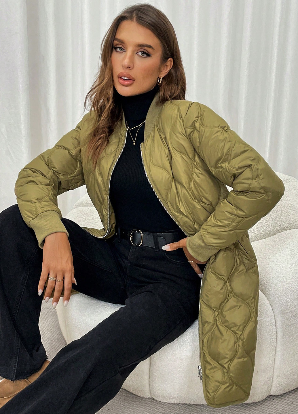 Оливкова зимня куртка SHEIN