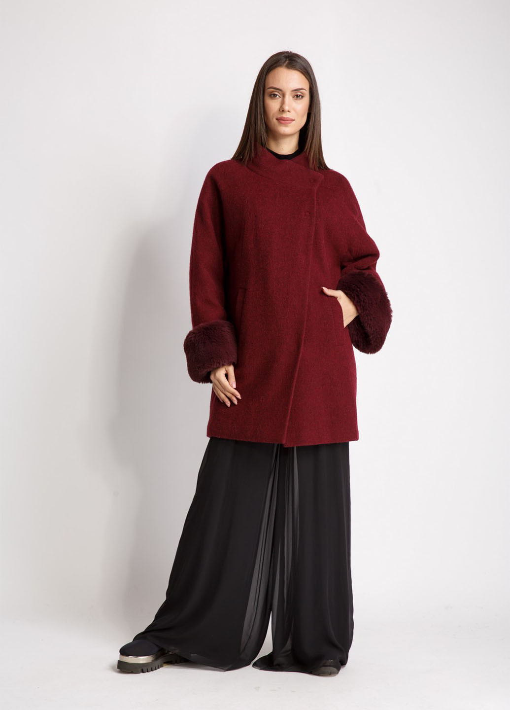 Бордове демісезонне Пальто однобортне Alberto Bini