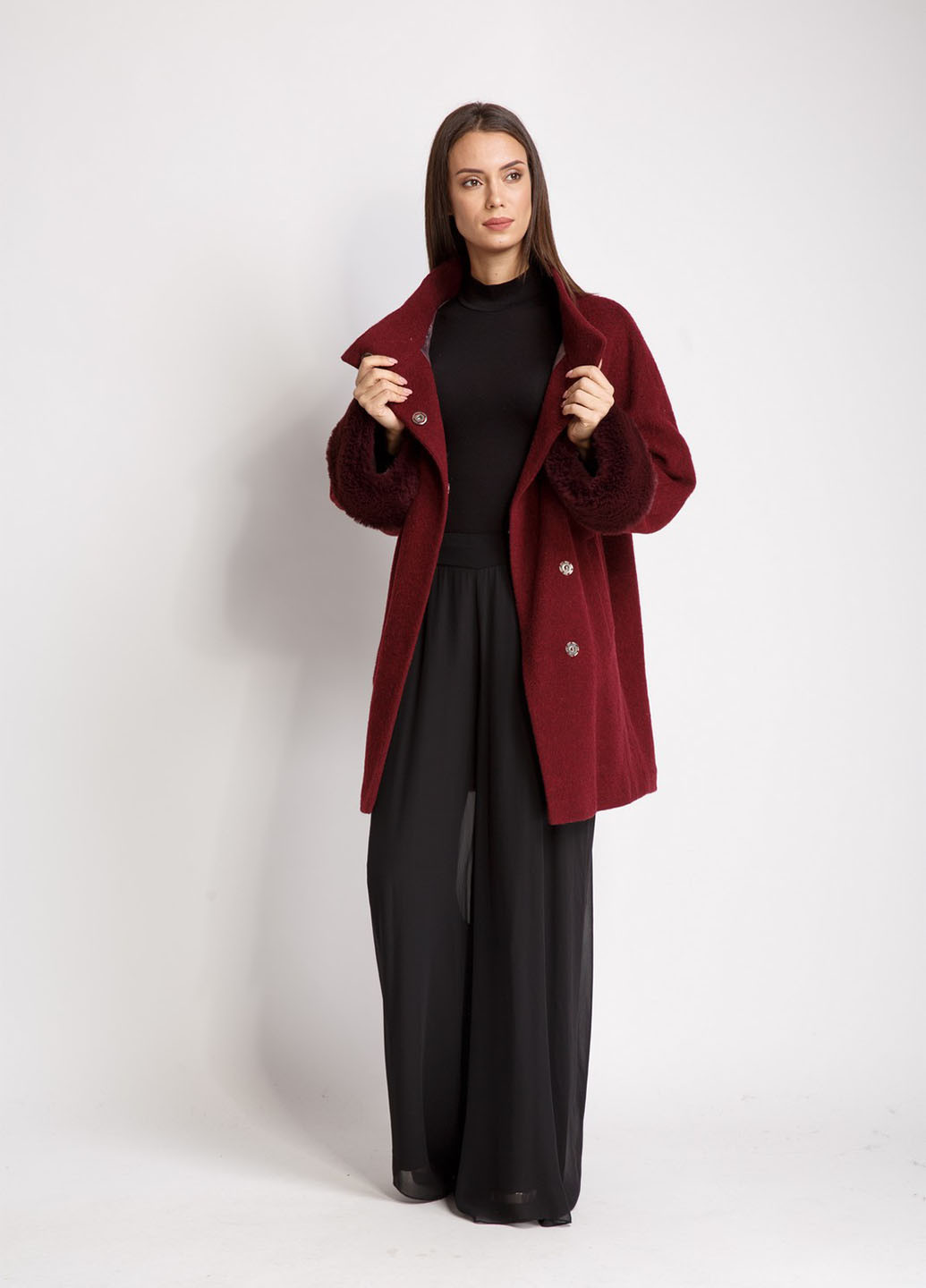 Бордове демісезонне Пальто однобортне Alberto Bini