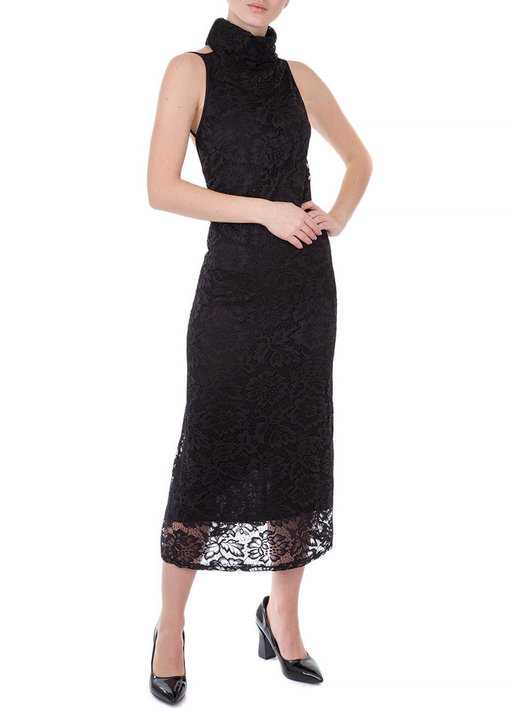 Черное вечернее платье футляр Zimo однотонное