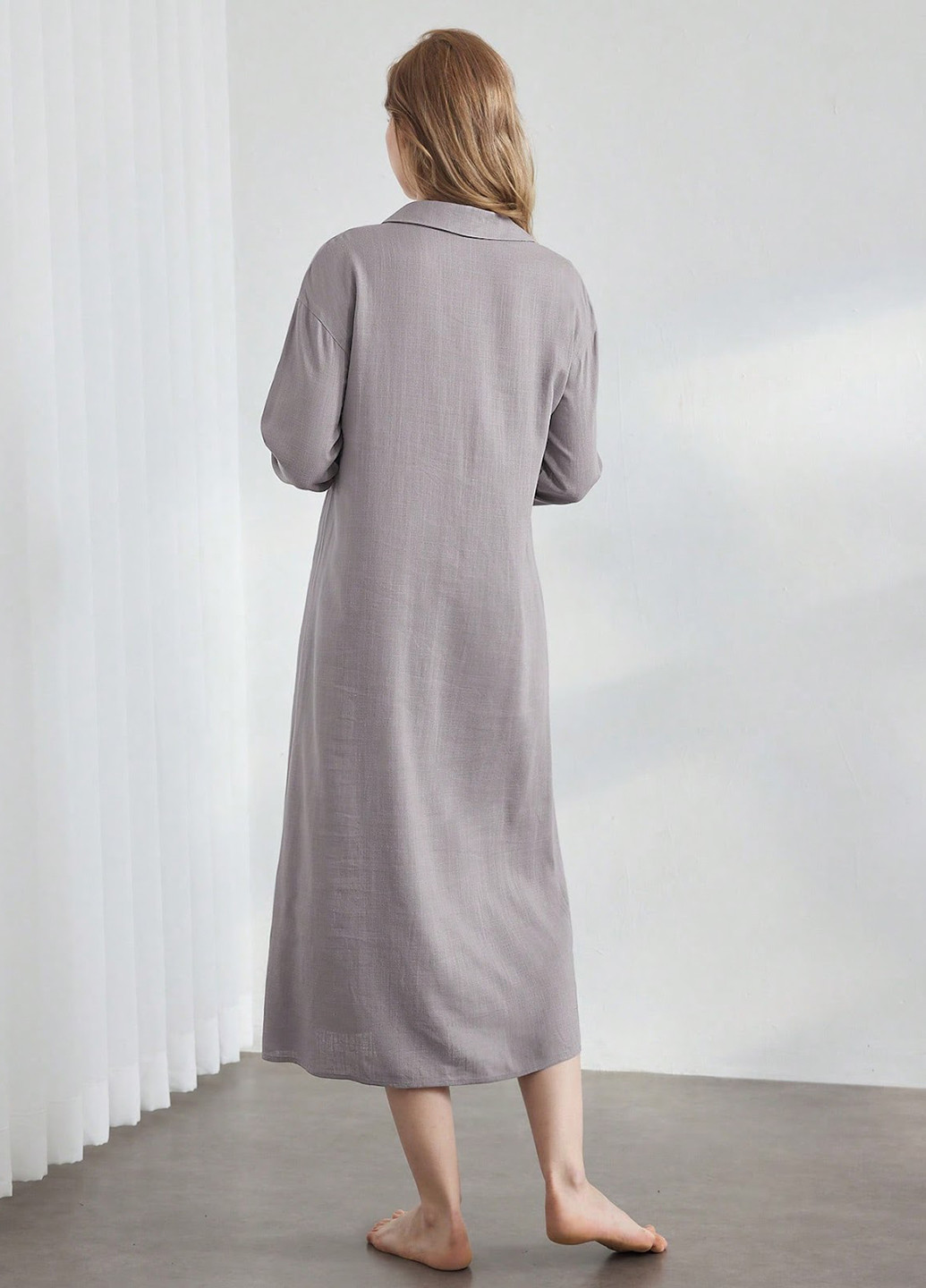 Сіро-бежева домашній сукня а-силует SHEIN однотонна