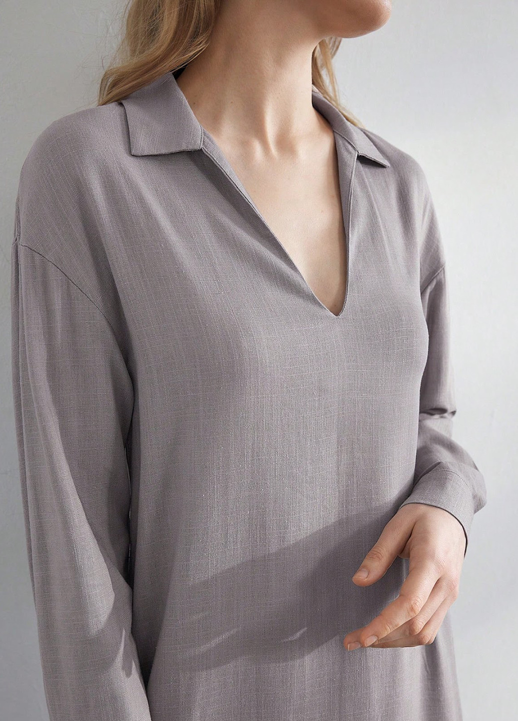 Сіро-бежева домашній сукня а-силует SHEIN однотонна