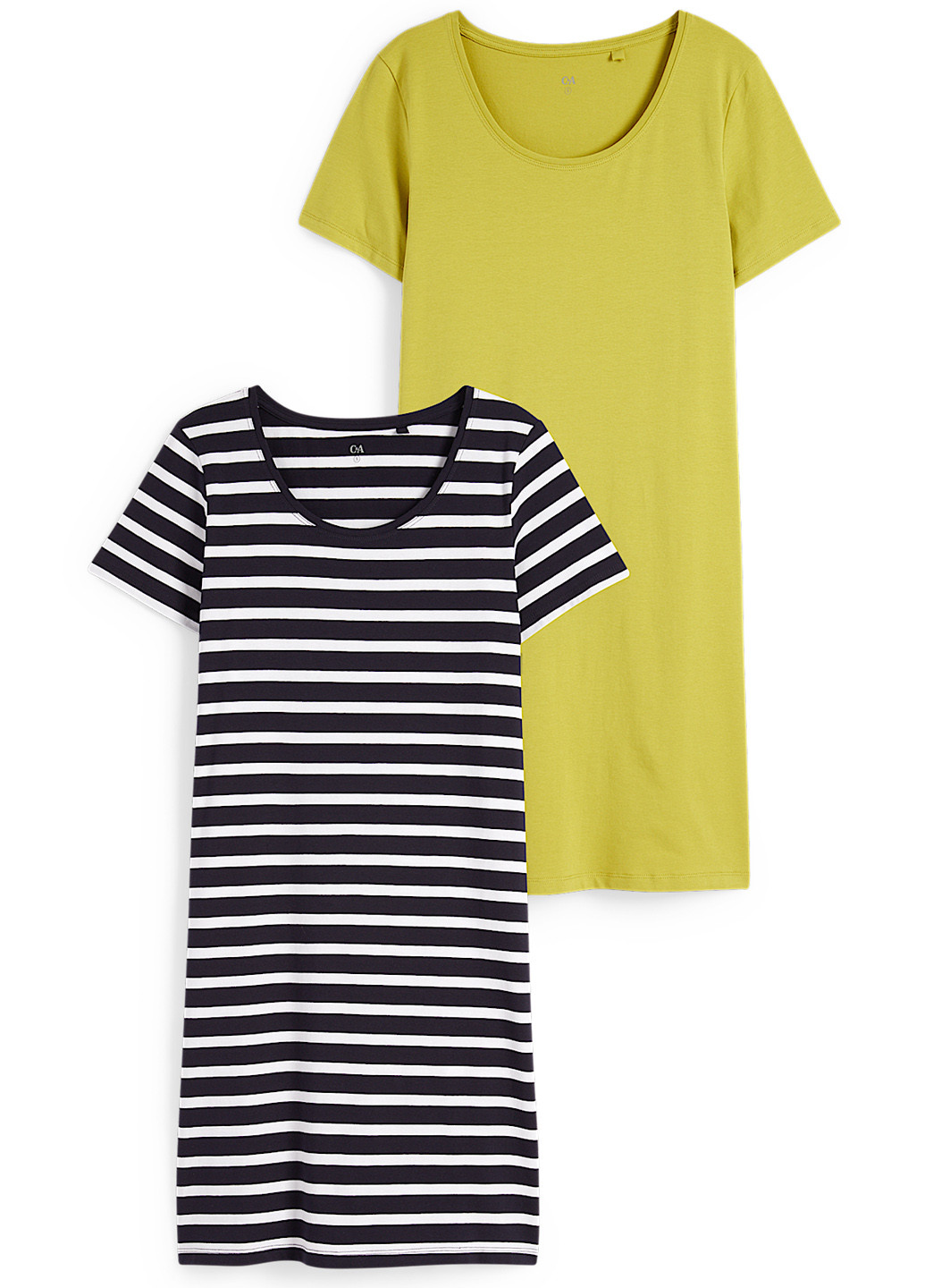 Комбинированное кэжуал платье (2 шт.) платье-футболка C&A в полоску