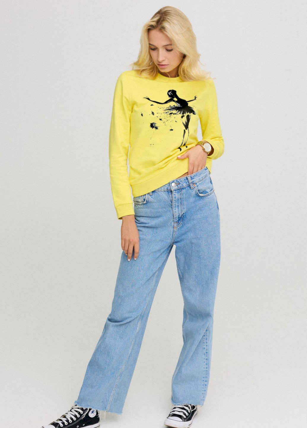 Жовтий свитшот женский с принтом basic /no flis/ YAPPI (254557513)