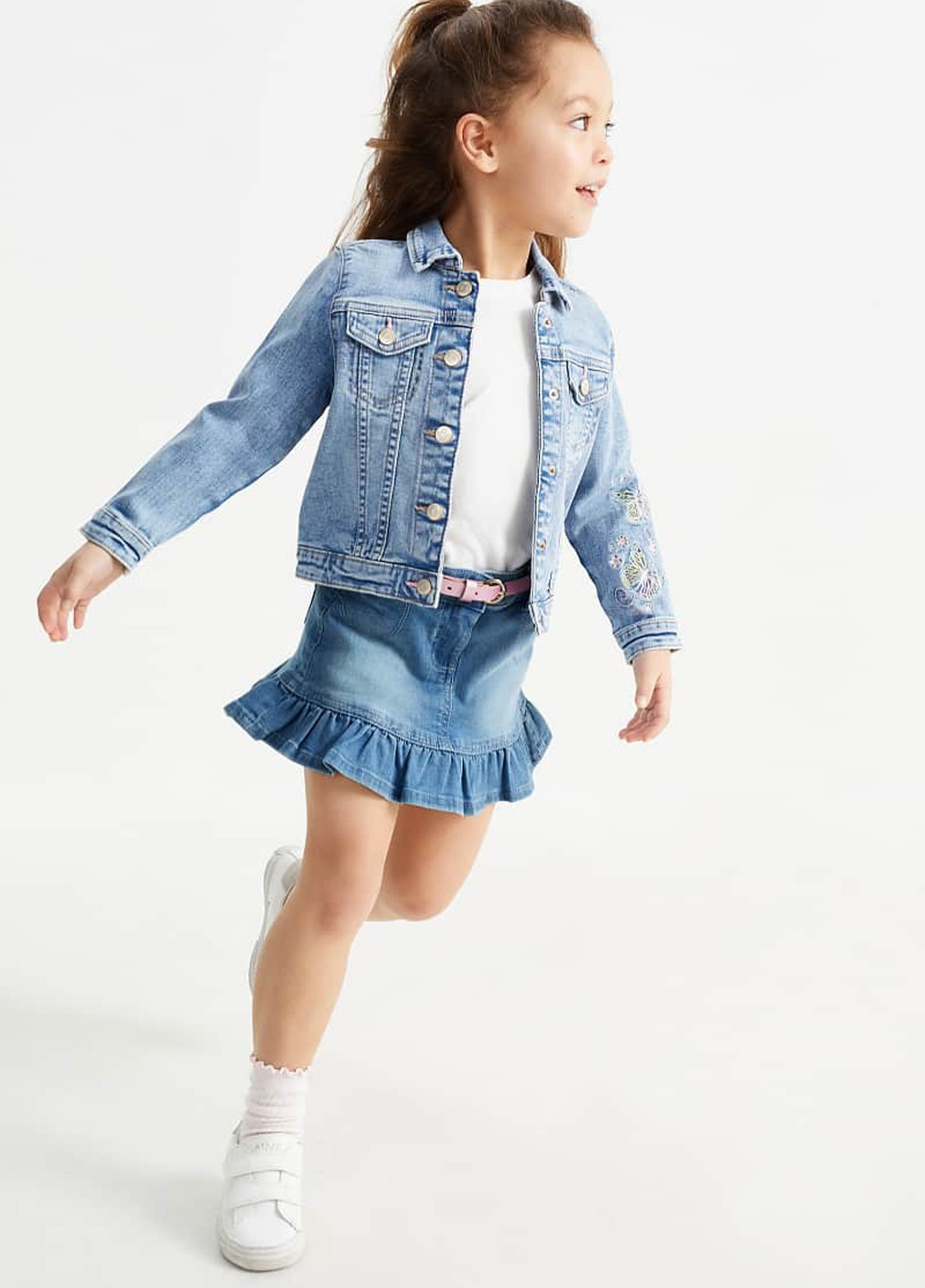 Голубая кэжуал однотонная юбка C&A