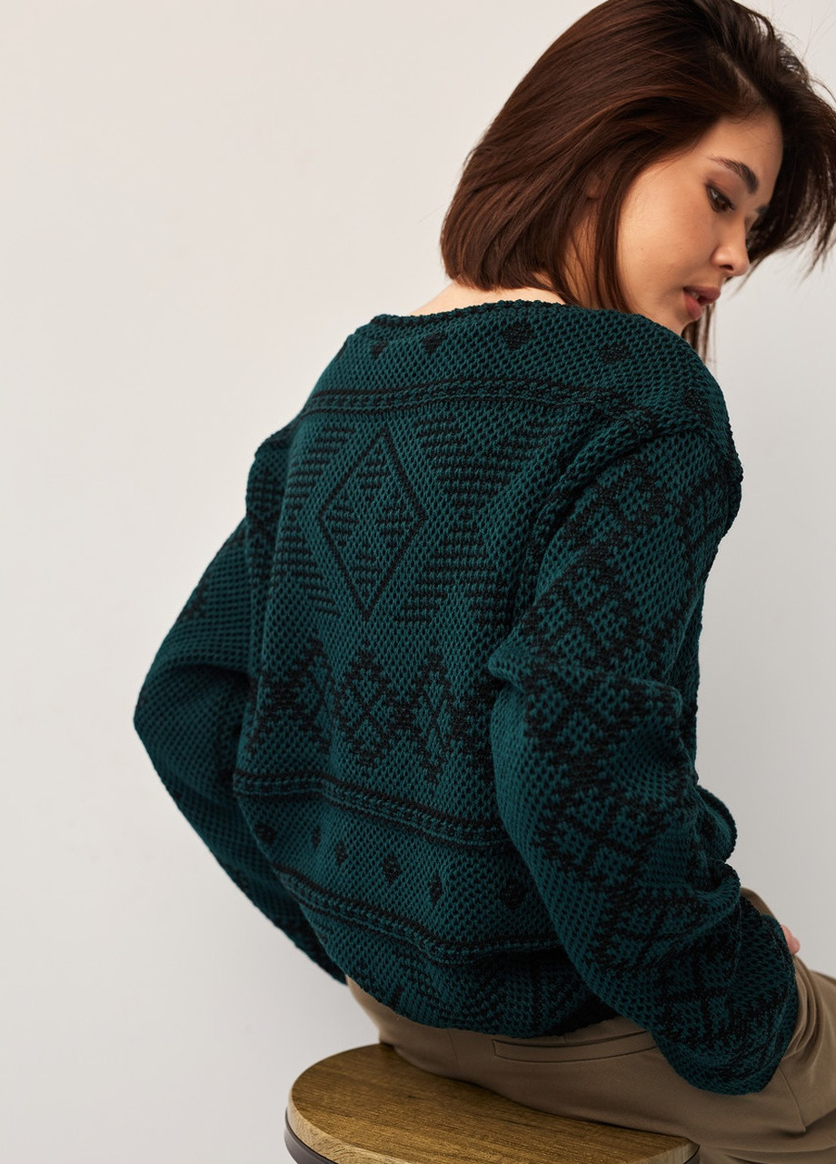 Изумрудный демисезонный джемпер в украинском стиле «зарина» изумрудный MEREZHKA