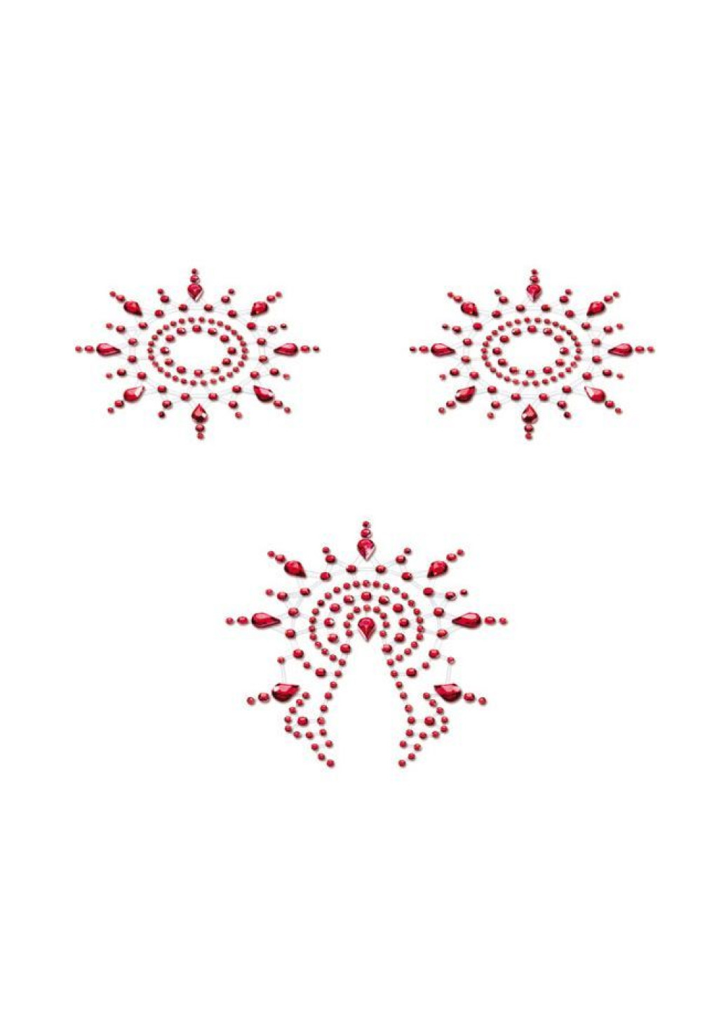 Пестіс із кристалів Gloria set of 3 - Red, прикраса на груди та вульву Petits Joujoux (252366720)