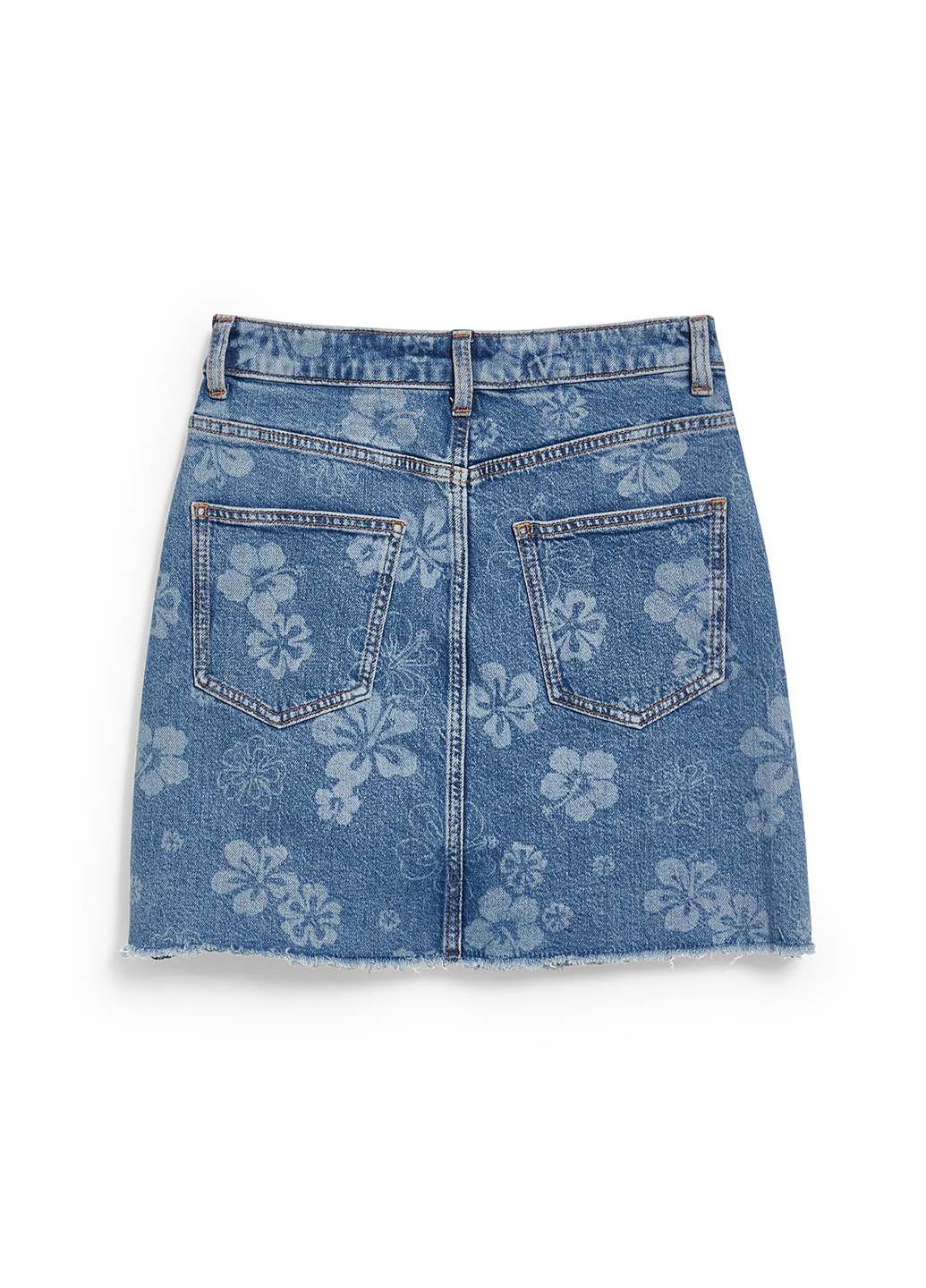 Темно-голубая джинсовая цветочной расцветки юбка C&A