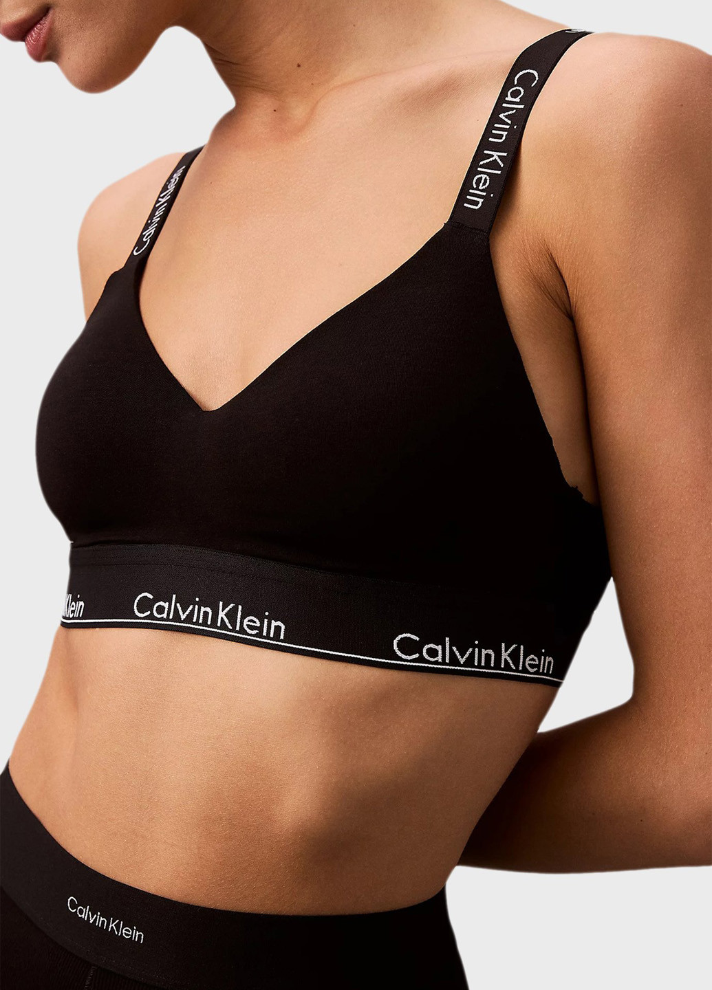 Чёрный топ бюстгальтер Calvin Klein хлопок
