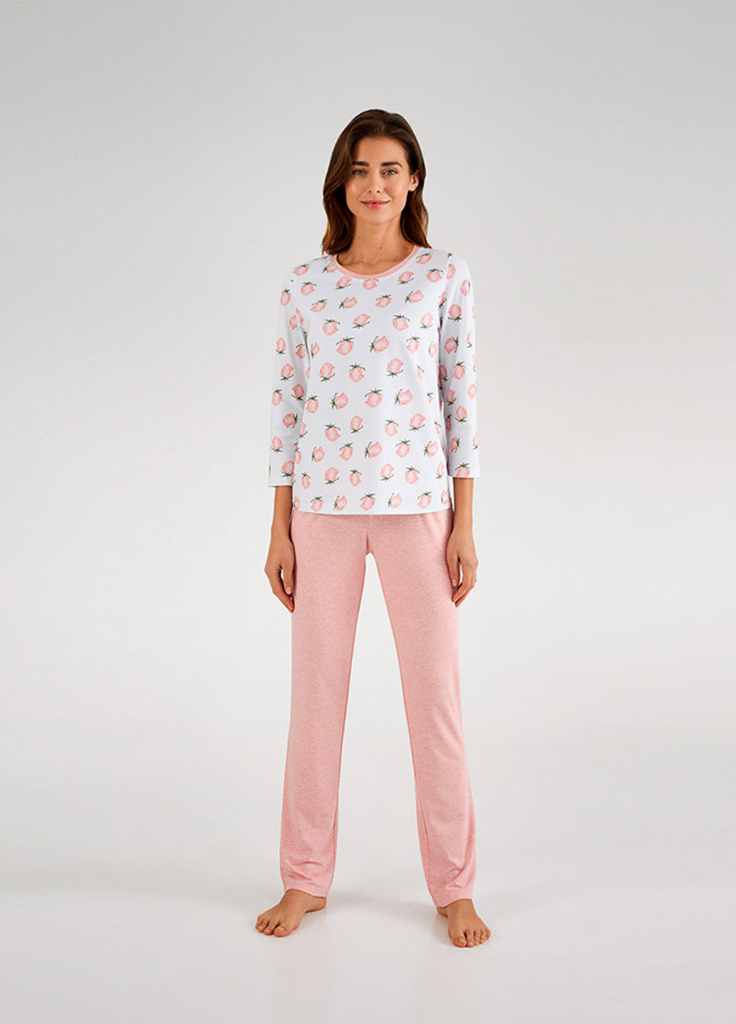 Розовая всесезон пижама (лонгслив, брюки) лонгслив + брюки Ellen