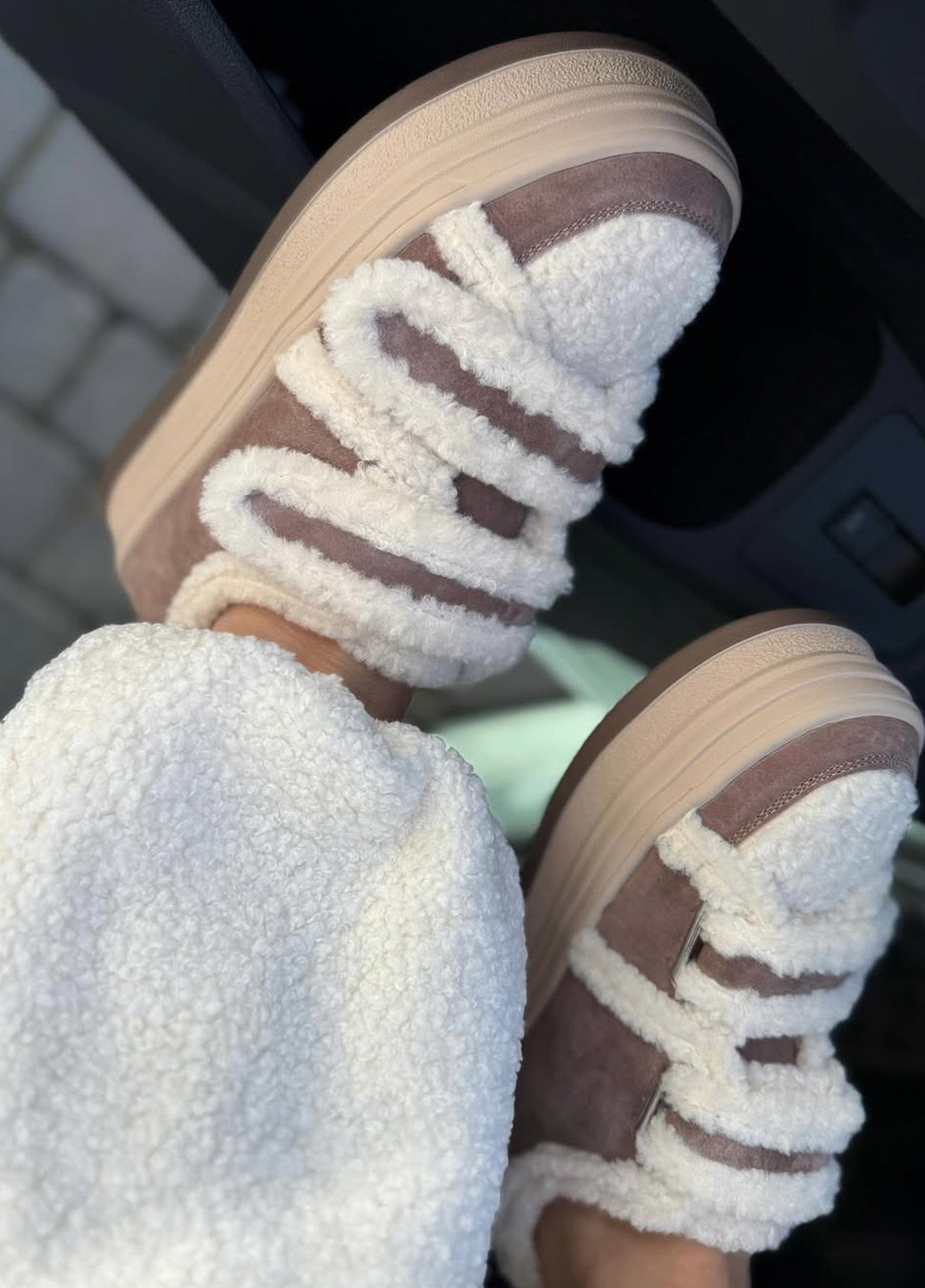 Кроссовки Meideli бежевые зима (366167481)