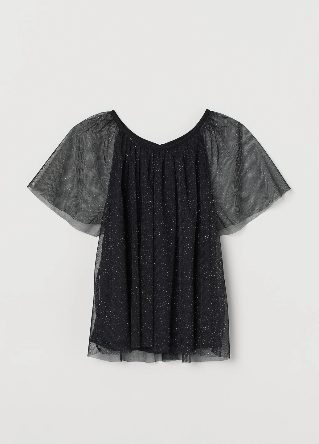 Черная меланж блузка H&M летняя