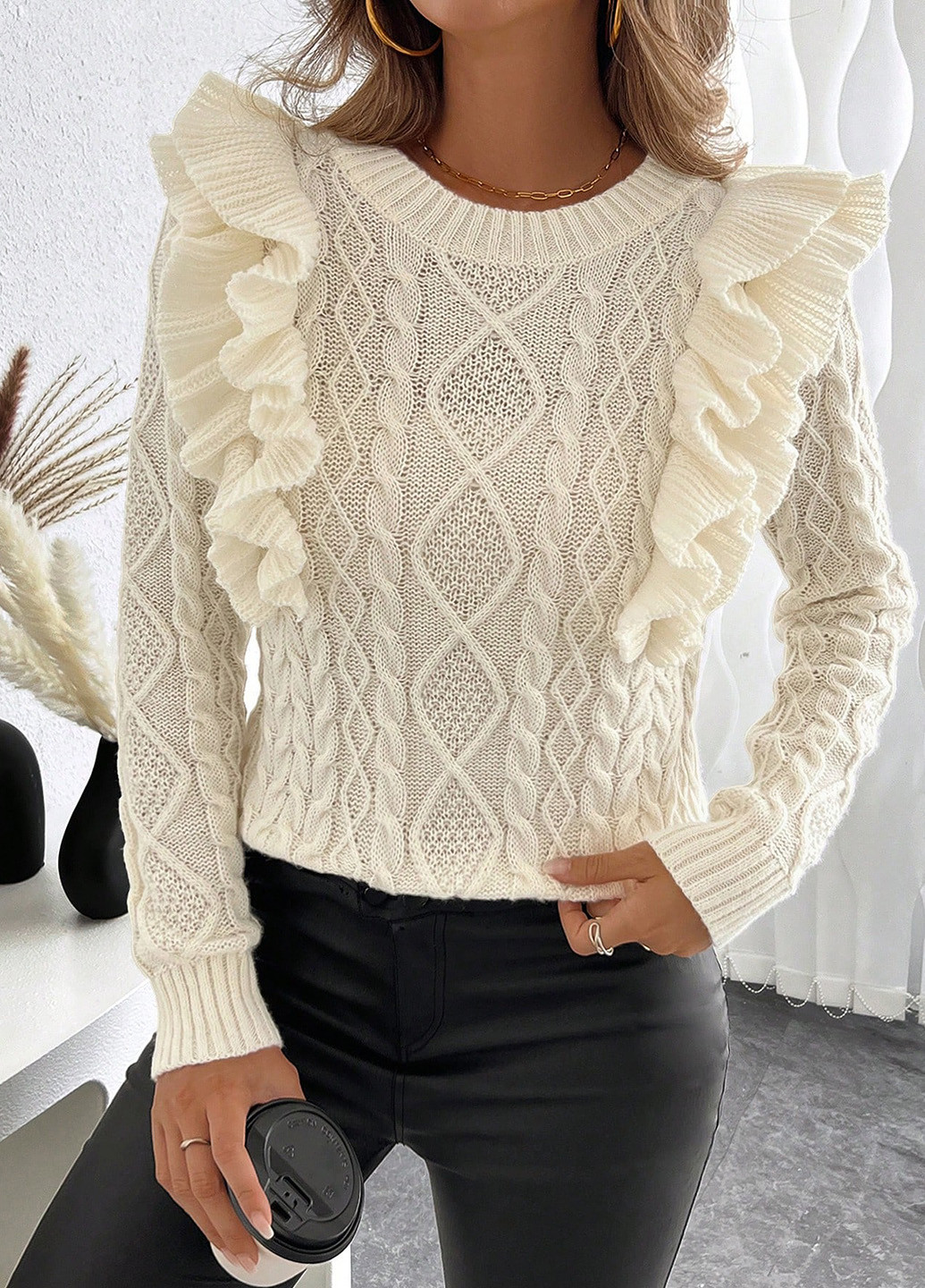 Світло-бежевий демісезонний джемпер джемпер SHEIN