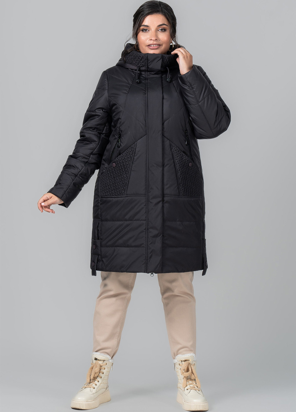 Чорне демісезонне Пальто A'll Posa