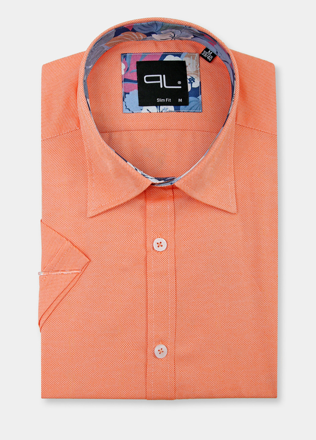 Оранжевая кэжуал рубашка однотонная Pako Lorente с коротким рукавом