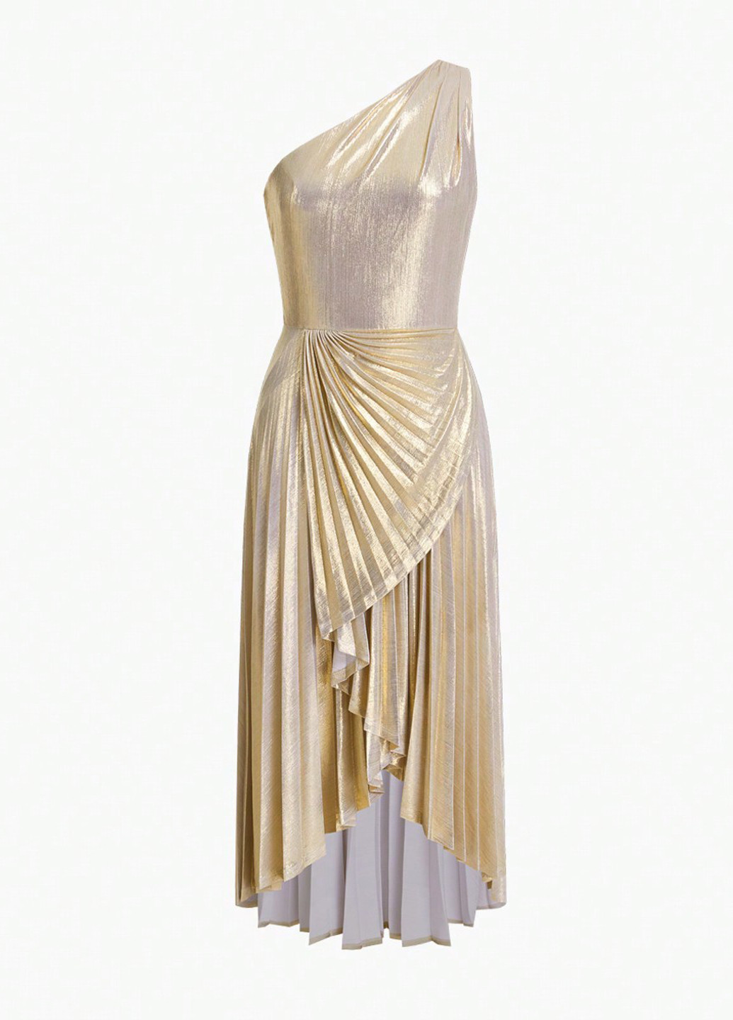 Золотой вечернее, коктейльное платье плиссированное SHEIN однотонное