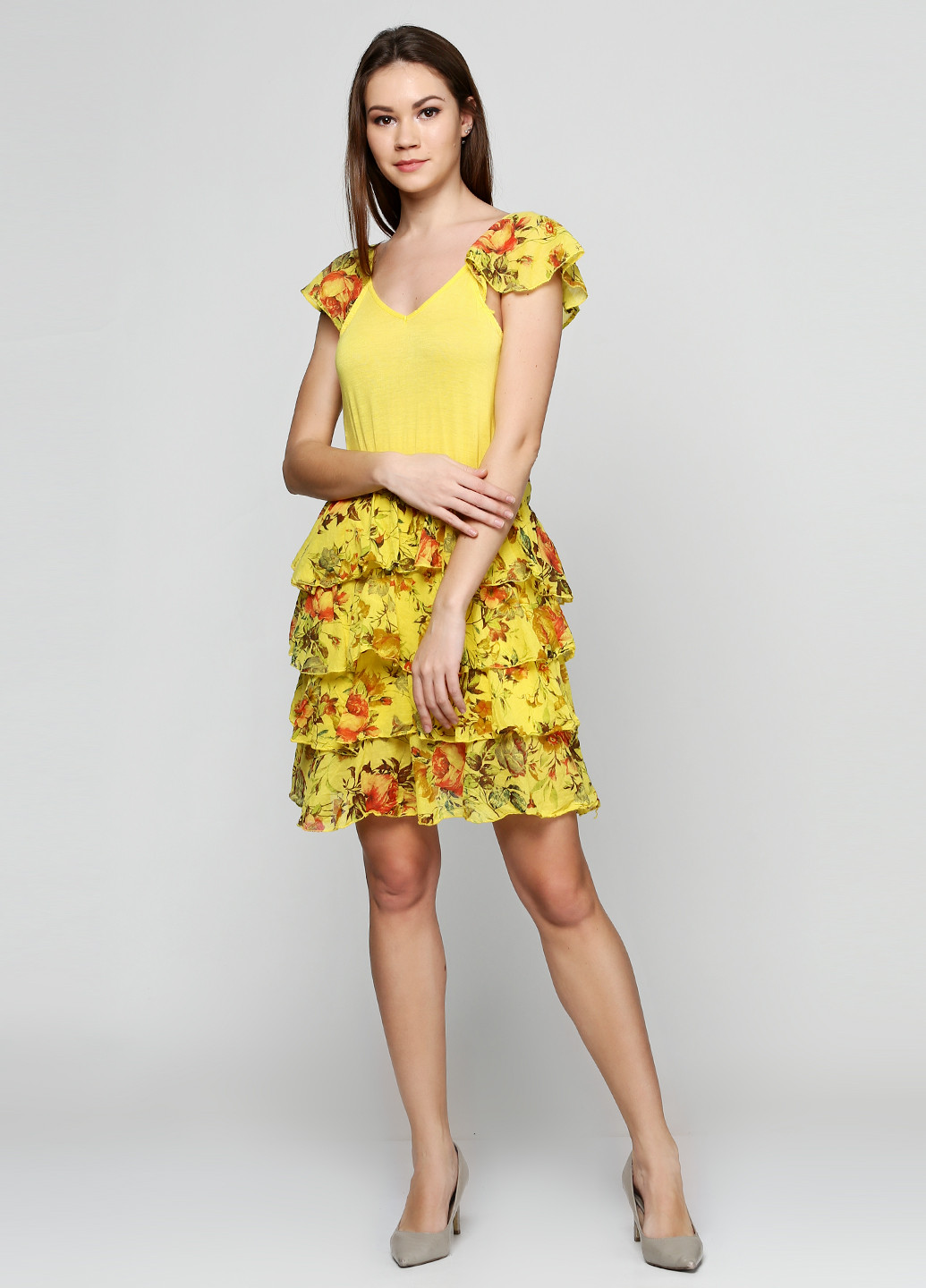 Жовтий кежуал сукня Giulia з квітковим принтом