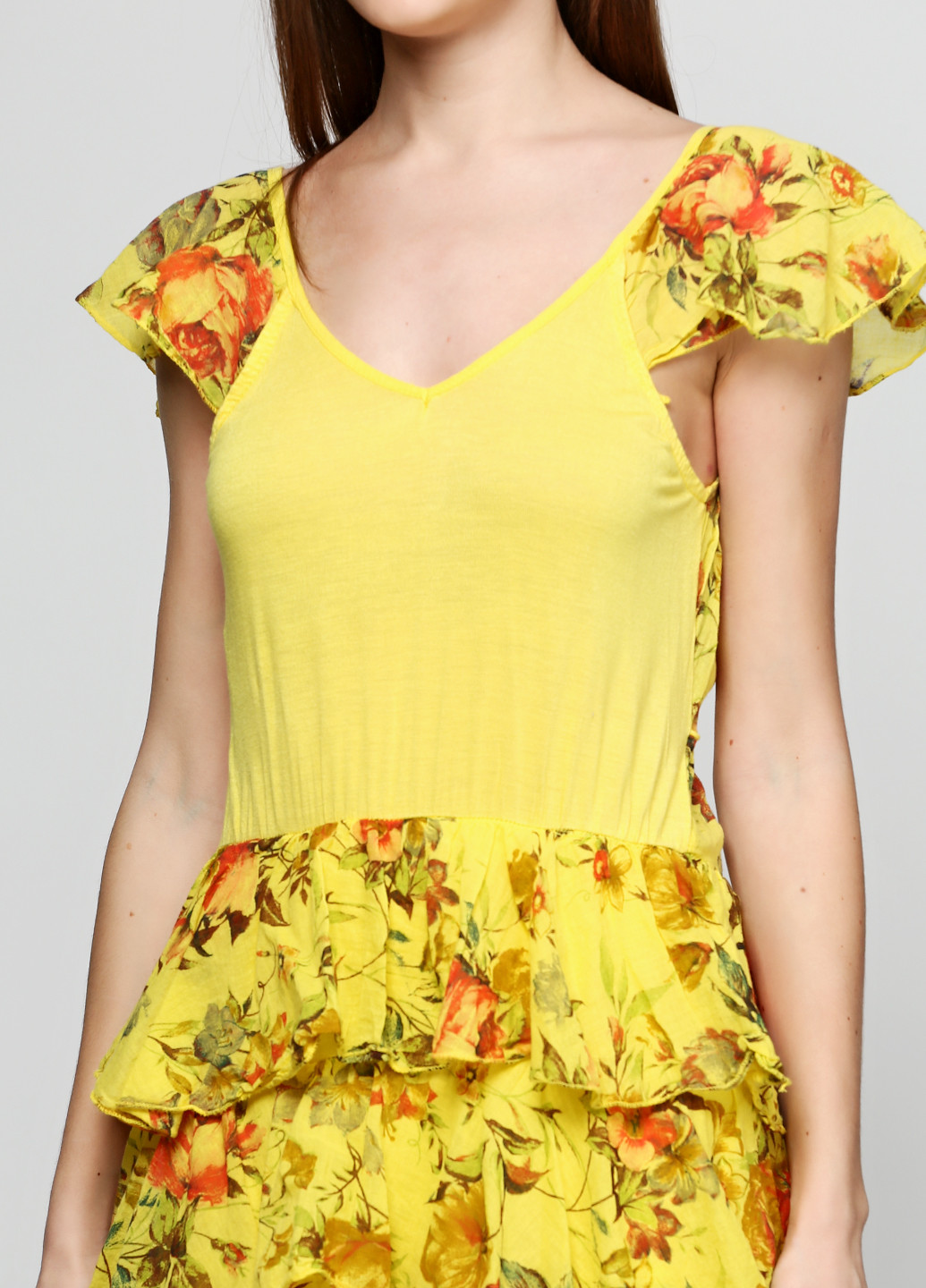 Желтое кэжуал платье Giulia с цветочным принтом