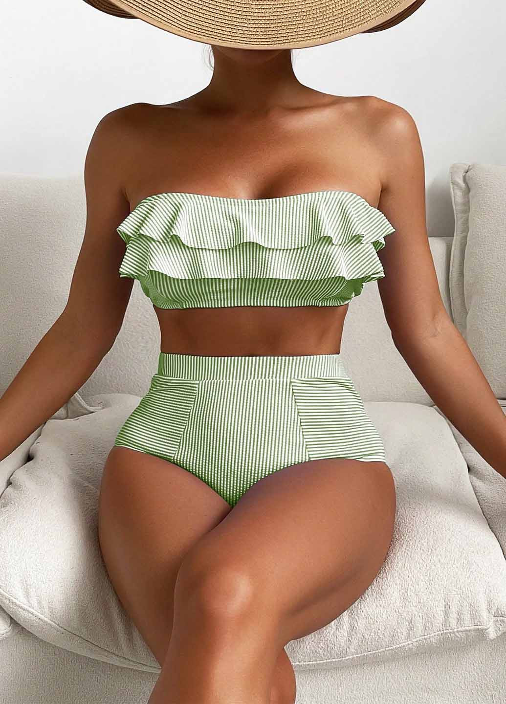 Мятный летний купальник (бюст, трусики) раздельный SHEIN