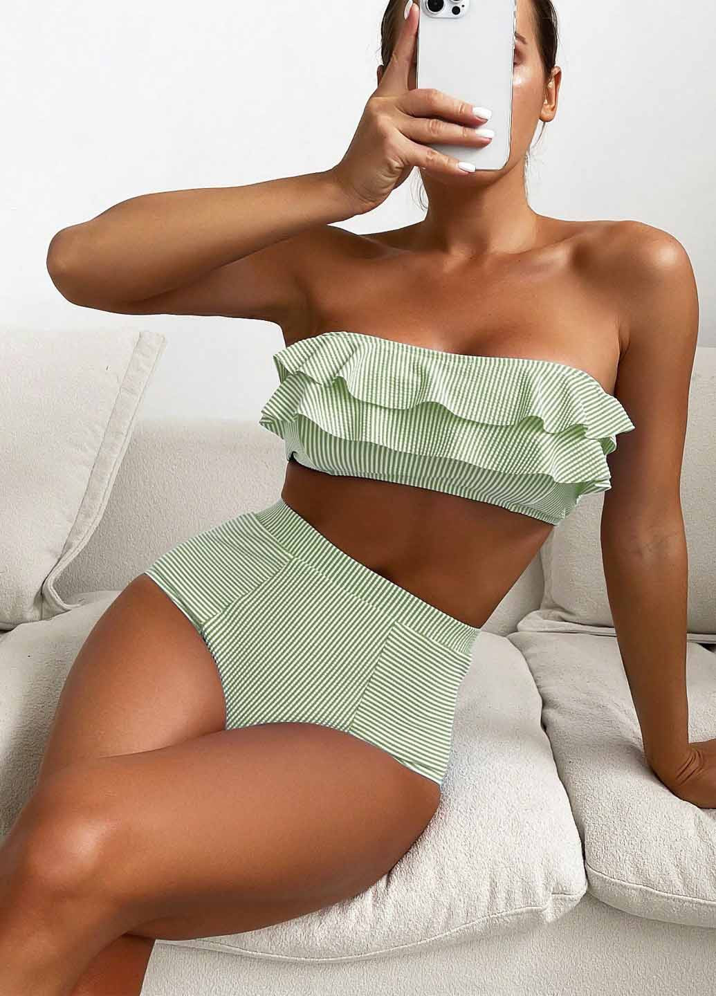 Мятный летний купальник (бюст, трусики) раздельный SHEIN