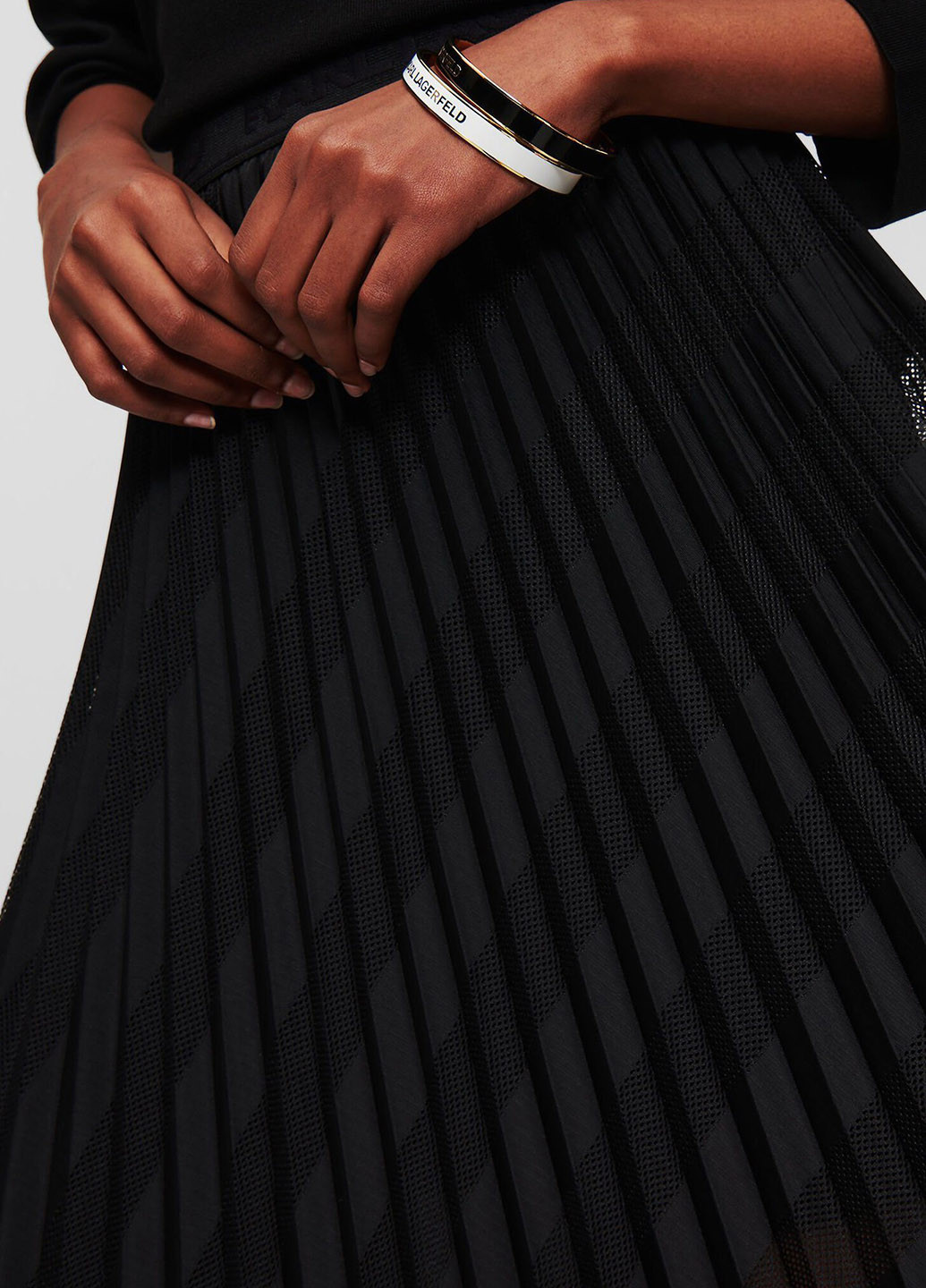 Черная кэжуал однотонная юбка Karl Lagerfeld плиссе