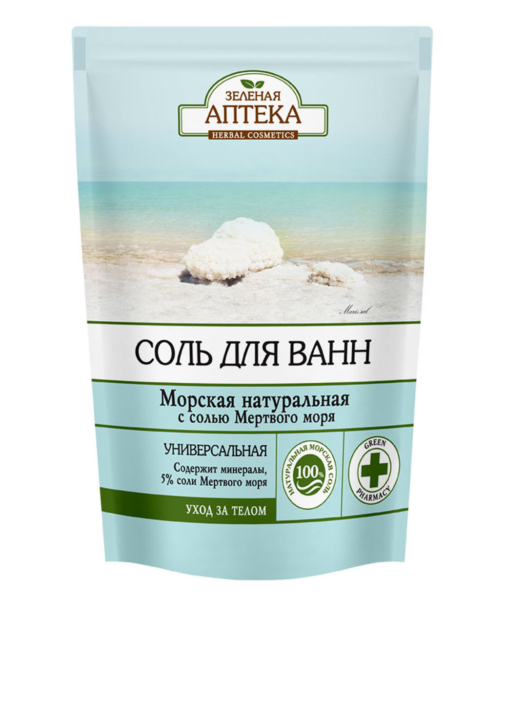 Соль для ванны Морская натуральная, 500 г Зеленая Аптека (79334445)