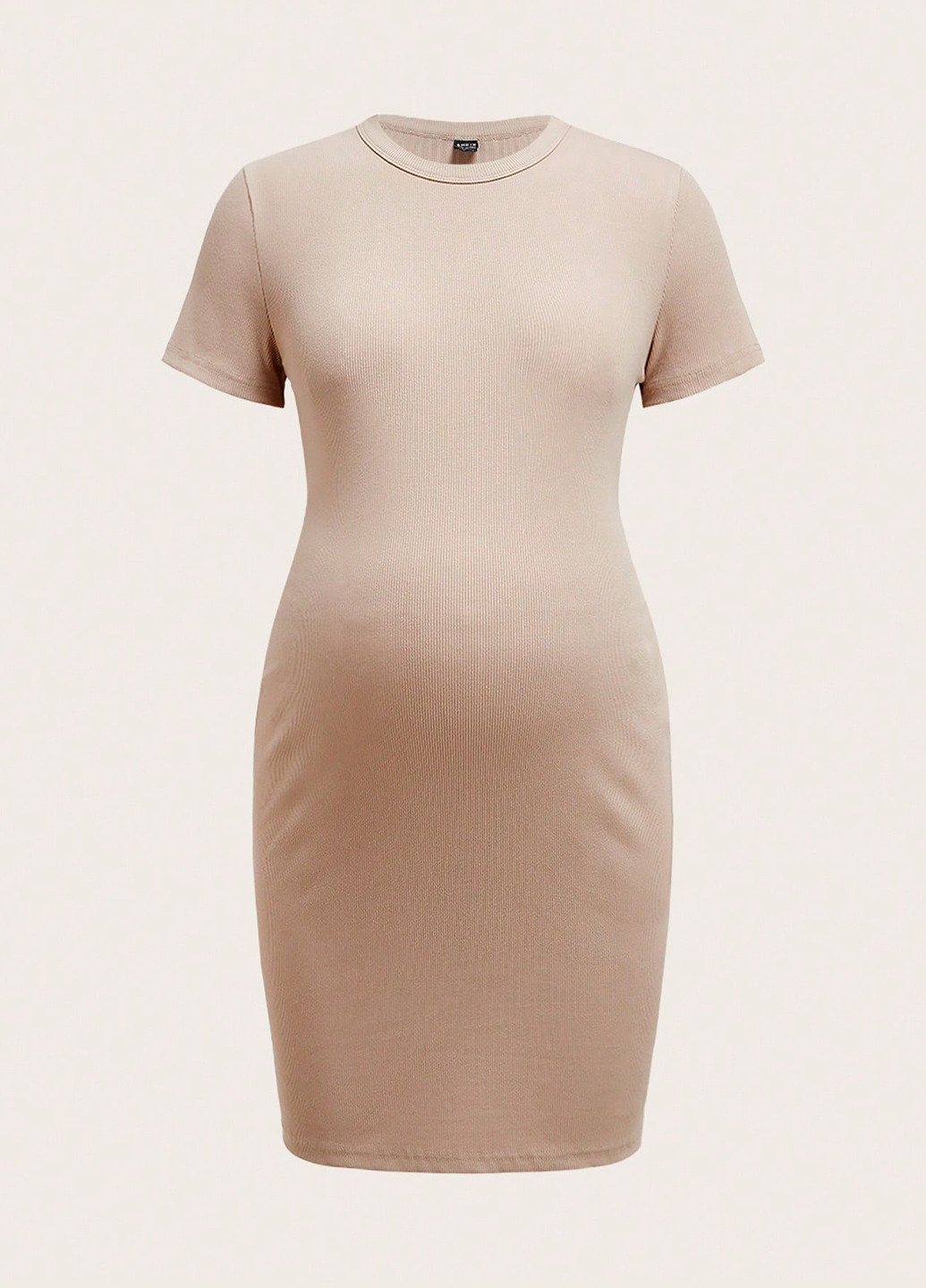 Бежевое кэжуал платье для беременных платье-футболка SHEIN однотонное