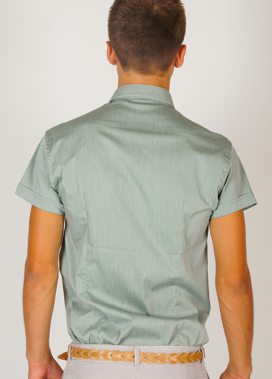 Светло-зеленая кэжуал рубашка однотонная Primo Emporio