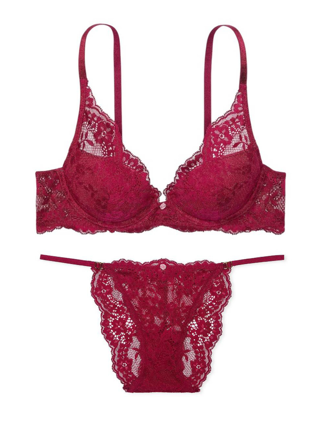 Бордовий демісезонний комплект (бюстгальтер, трусики) Victoria's Secret