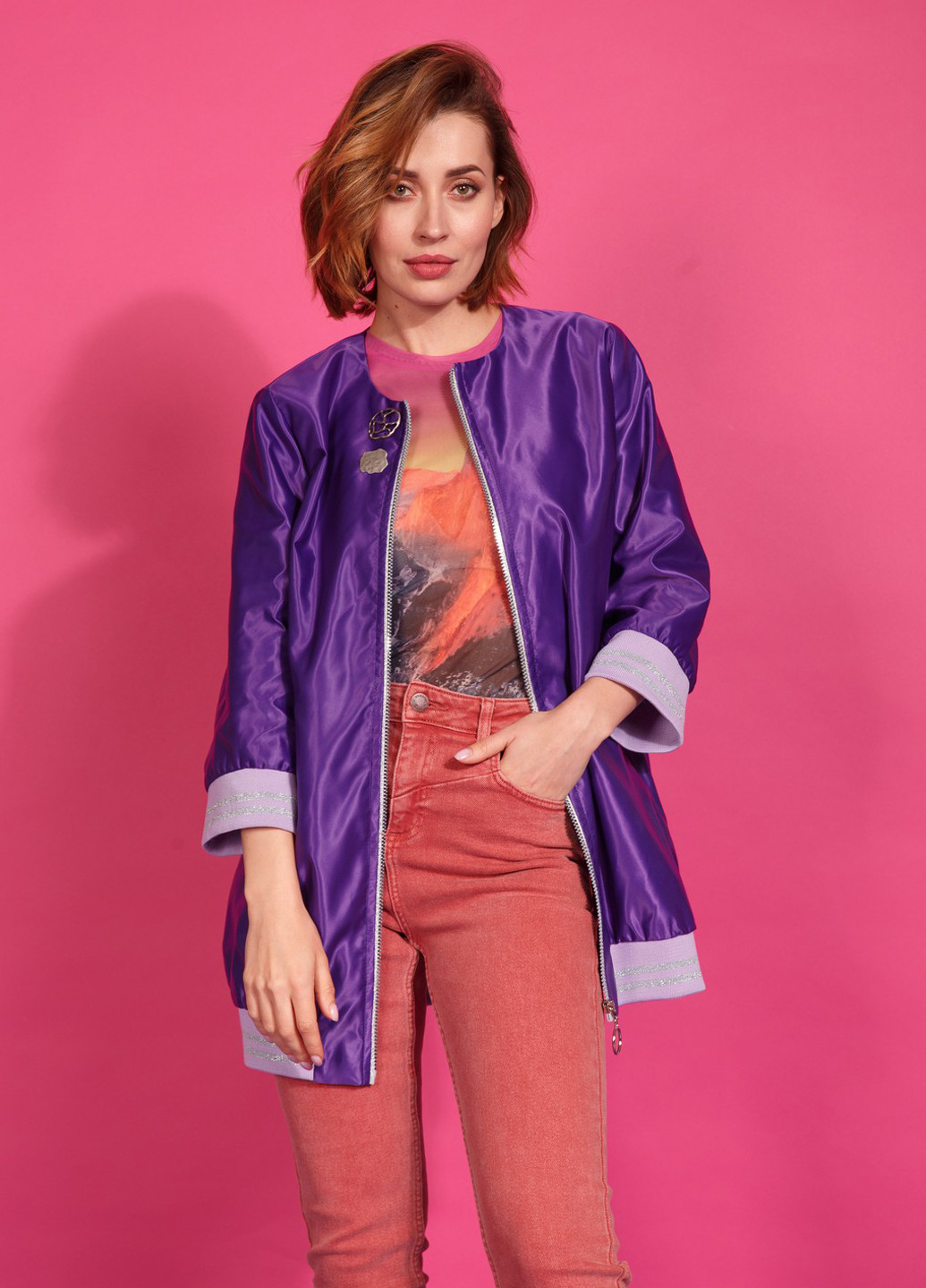 Фиолетовая демисезонная куртка Alberto Bini