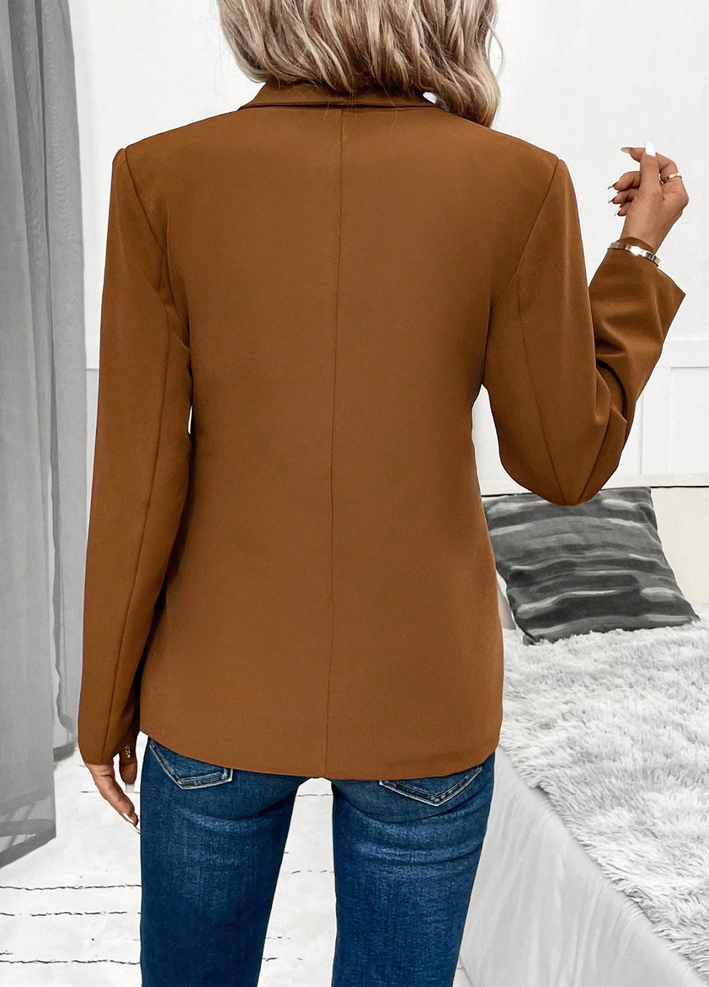 Коричневый женский жакет SHEIN однотонный - демисезонный