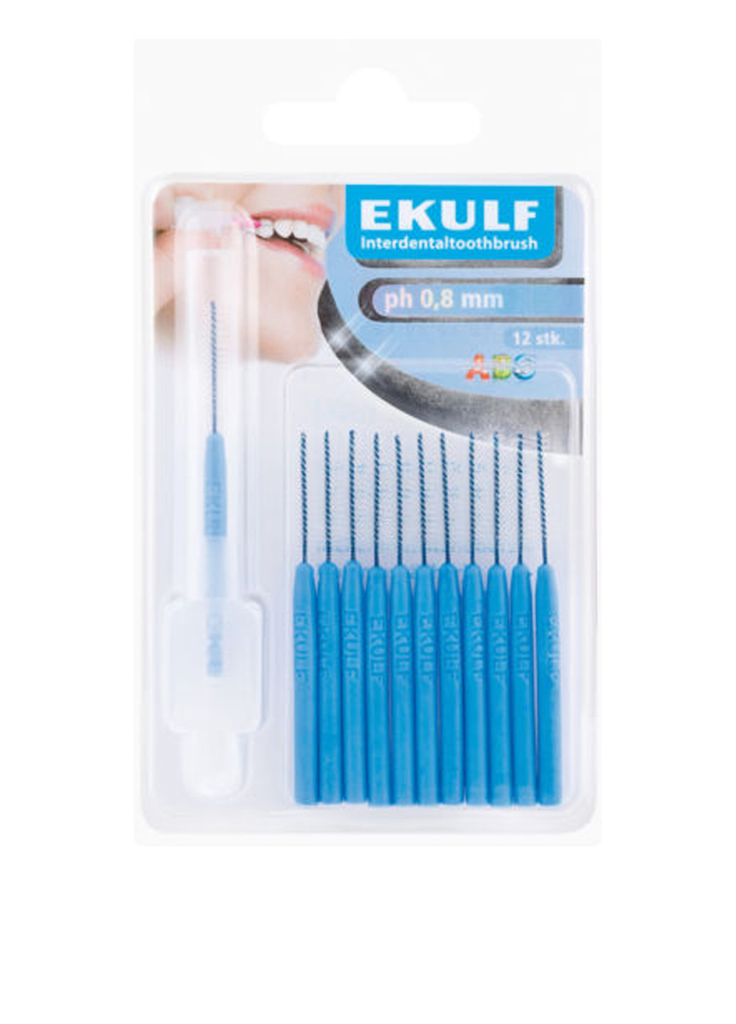 Щетки для межзубных промежутков синие Ph 0,8 мм (12 шт.) Ekulf (79994224)