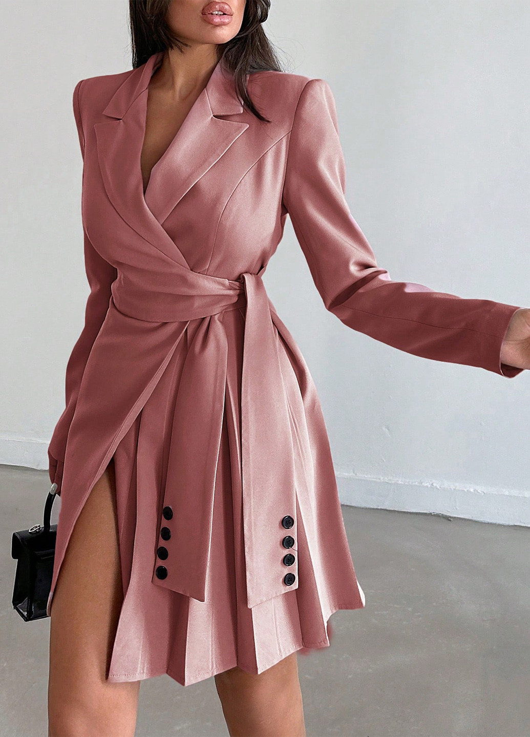 Рожева кежуал, ділова сукня на запах, сукня-жакет SHEIN однотонна