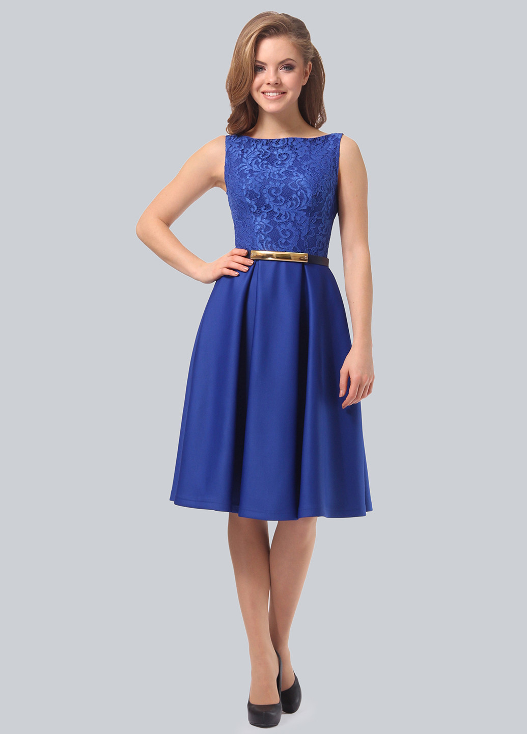 Синя коктейльна сукня, сукня кльош Agata Webers однотонна