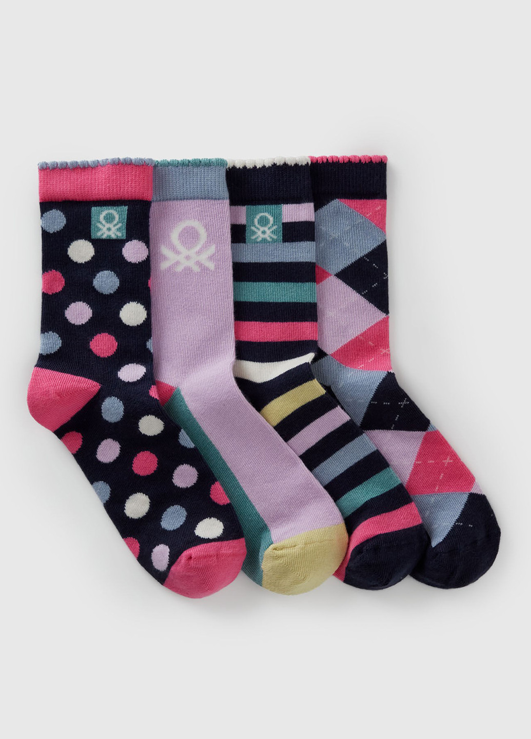 Рожеві шкарпетки (4 пари) United Colors of Benetton геометричні демісезон (367063873)