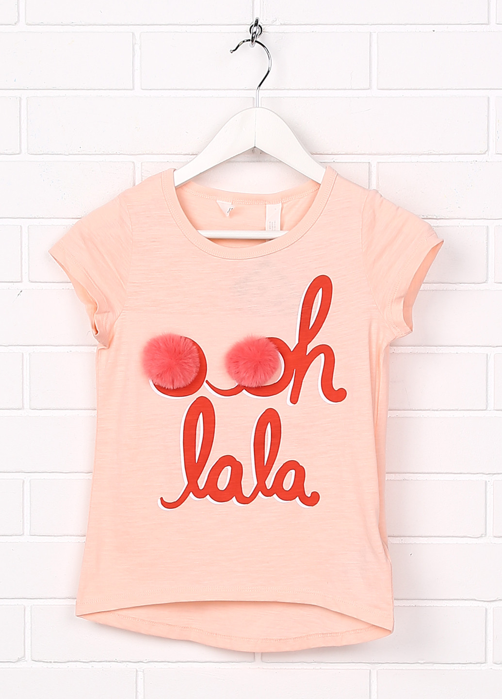 Персикова літня футболка з коротким рукавом H&M