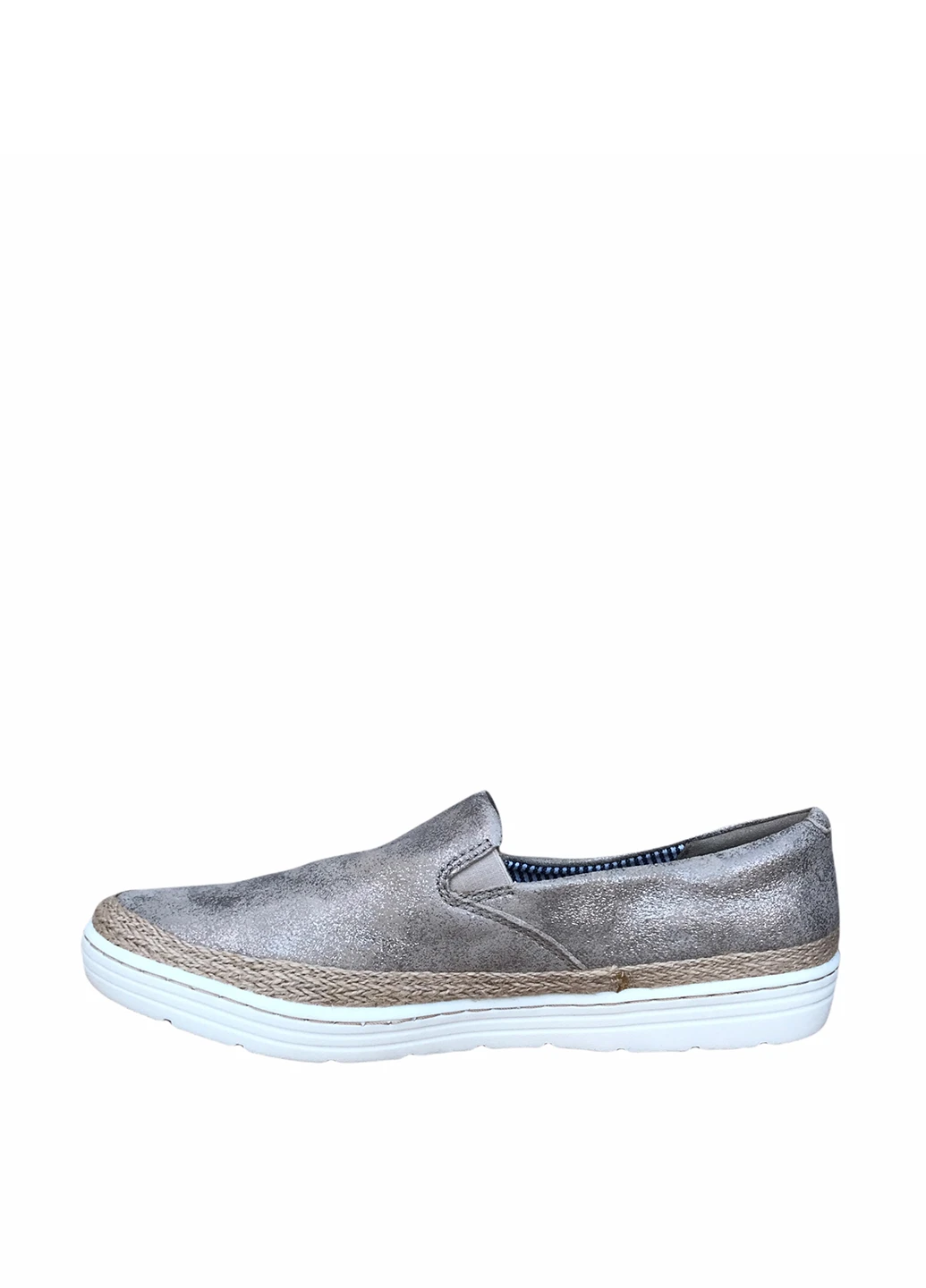 Серые слипоны Clarks с белой подошвой однотонные