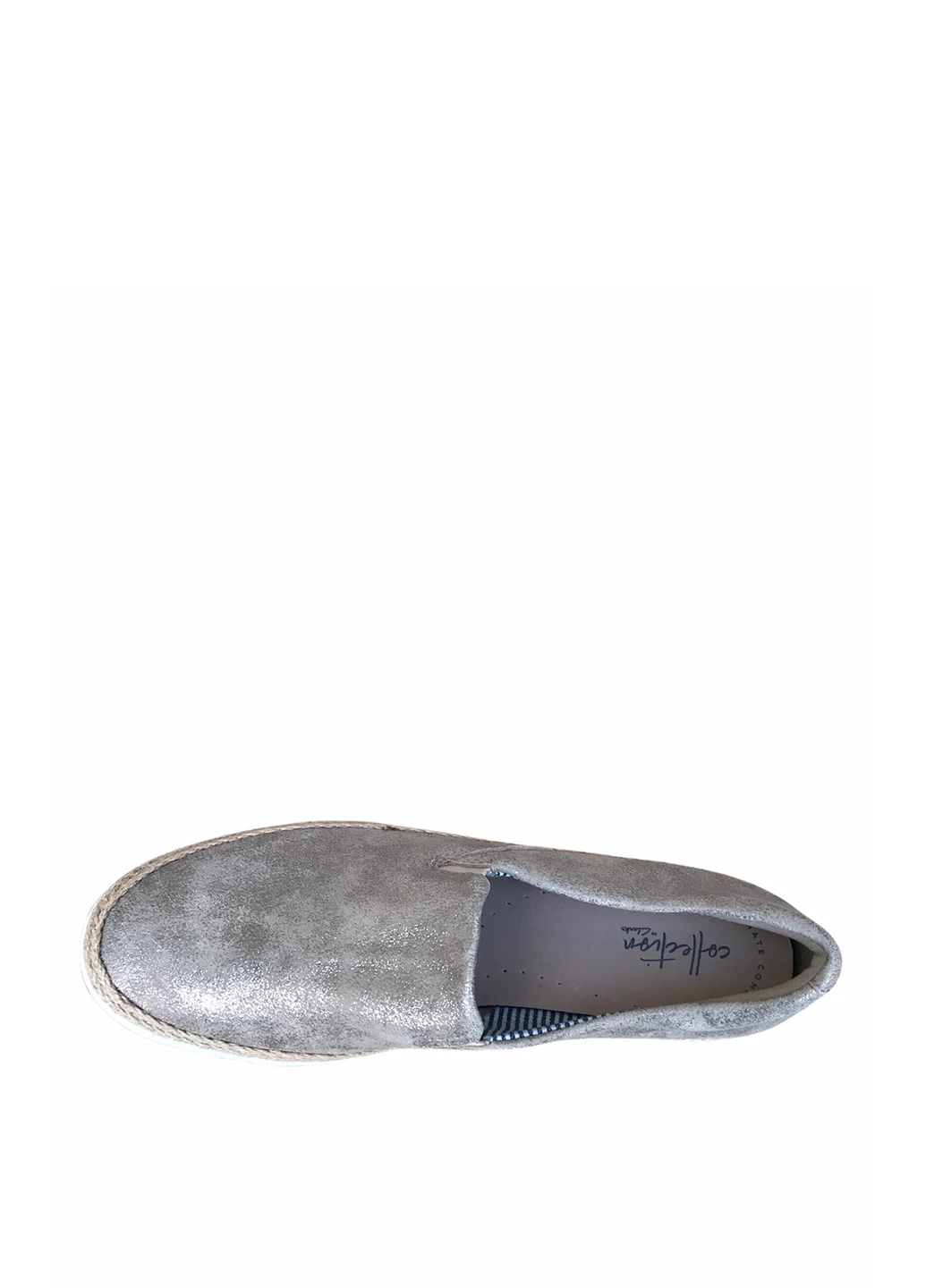 Серые слипоны Clarks с белой подошвой однотонные