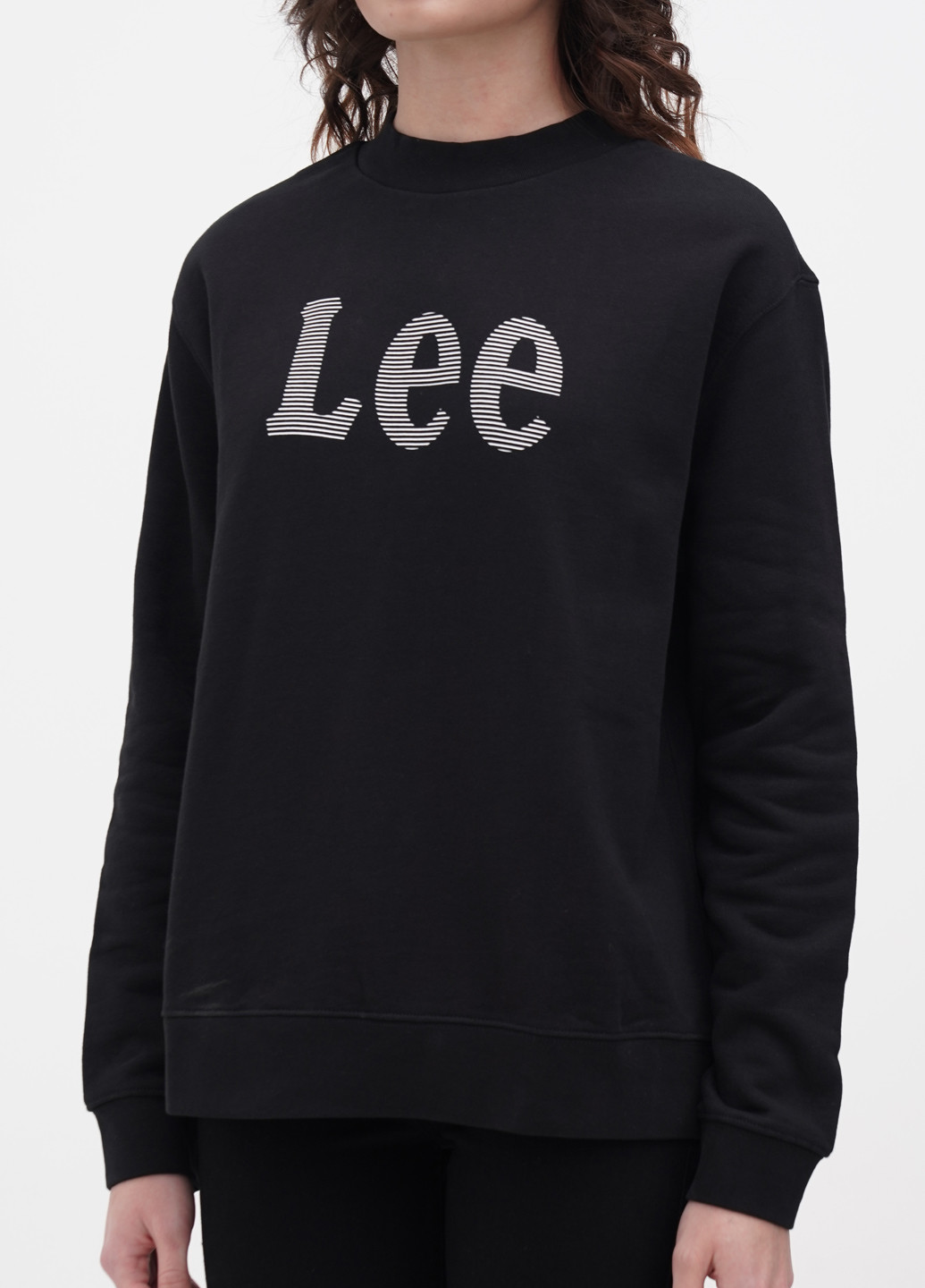 Світшот Lee - Прямий крій логотип чорний кежуал бавовна, футер - (272602795)