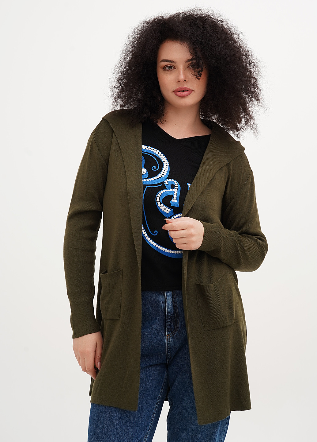 Оливковый (хаки) демисезонный кардиган Imperial