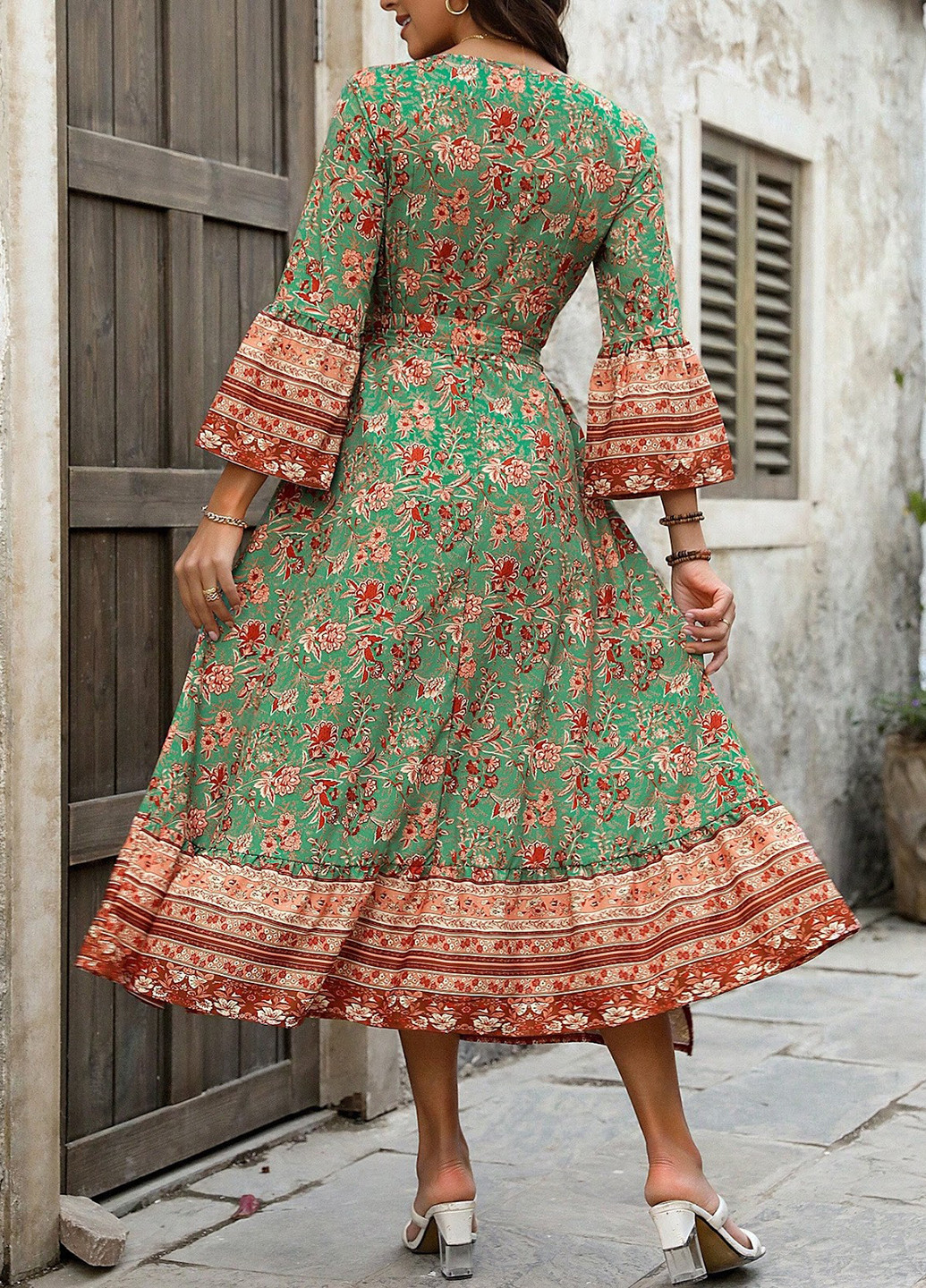 Комбінована кежуал сукня на запах SHEIN з квітковим принтом