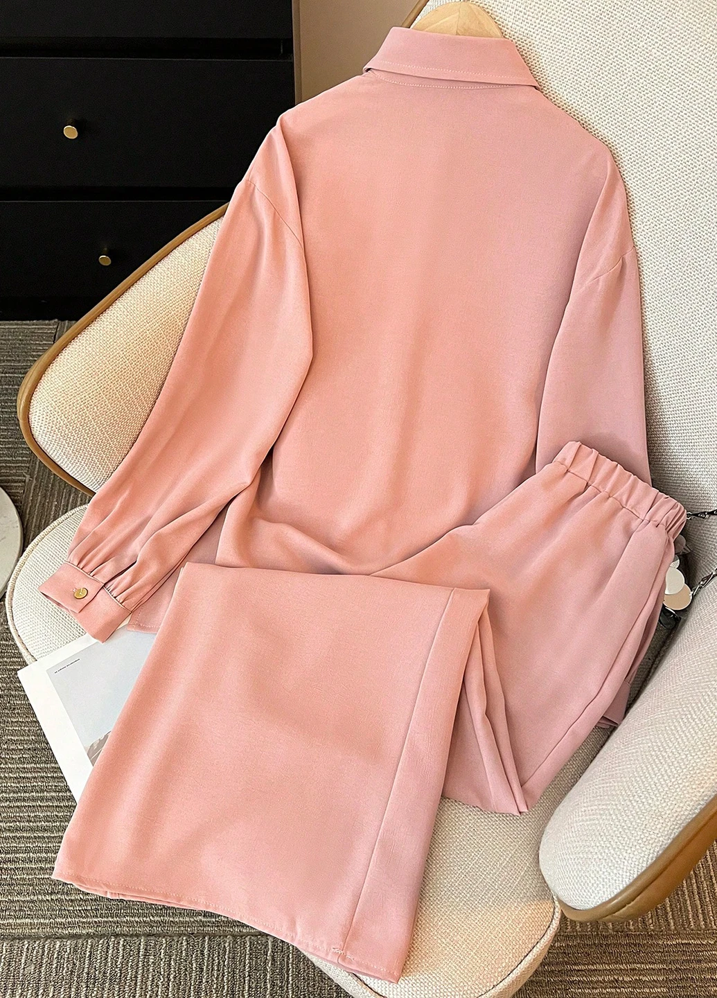 Комбинированный летний костюм (рубашка, топ, брюки) SHEIN
