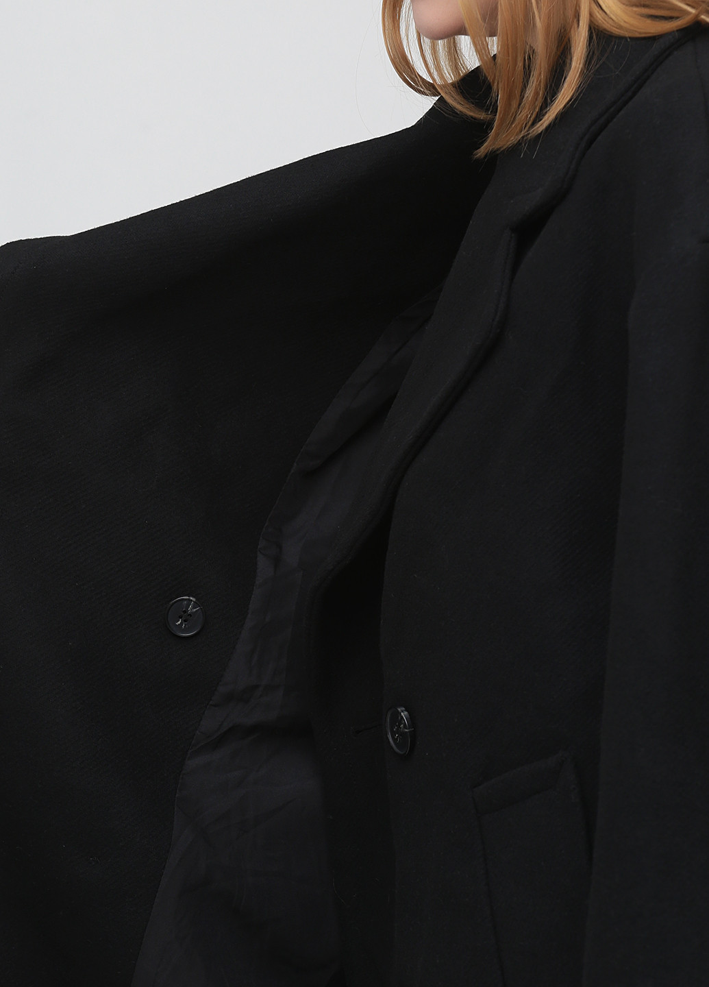 Черное демисезонное Пальто двубортное Monki