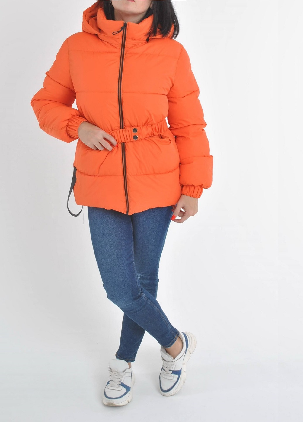 Оранжевая демисезонная лаковая куртка Glam Panic