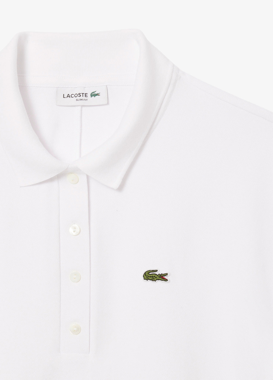 Белая женская футболка-поло Lacoste однотонная